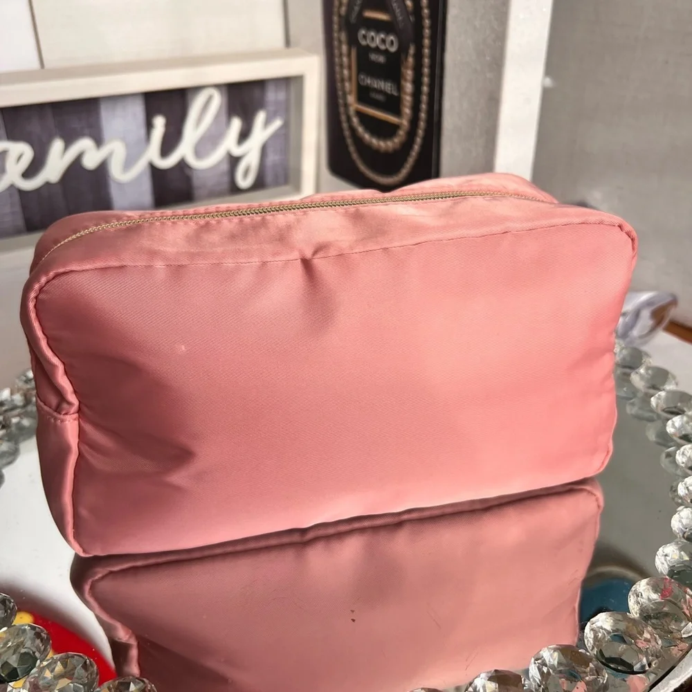 Pink Cosmetic Bag with Gold Accents 9X5